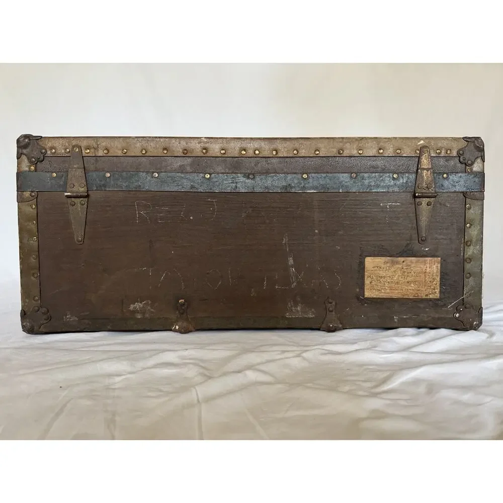 Antique 1928 Footlocker Trunk Named WWII Army Camp Beale Baylor Football Texas